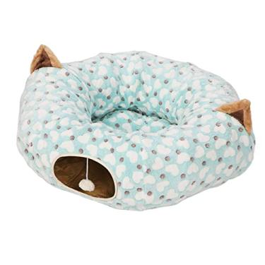 Imagem de Cama de Gato 2 Em 1 para Brincar, Túnel e Esteira, Túnel para Gato, Tubo Dobrável para Brincar, Tubo Grande, Brinquedos para Playground, Padrão de Coração, Cama de Tubo para Gato Redonda Dobrável de