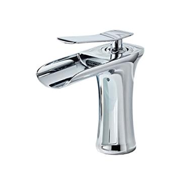 Imagem de LIDON Torneira da pia do banheiro Torneiras do banheiro Manípulo único um furo Torneira do banheiro Torneira da vaidade do banheiro Torneiras do banheiro para pia 1 furo para exterior, ouro A (cor: cromo A)