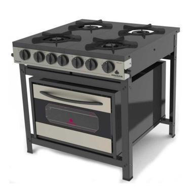 Imagem de Fogão 4 Bocas 2 Duplas e 2 Simples Baixa Pressão Progás Com Forno Gourmet Preto PRGE-402F