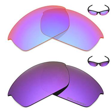 Imagem de Mryok+ 2 pares de lentes polarizadas de substituição para óculos de sol Oakley Flak Jacket – Rosa cobalto/roxo plasma