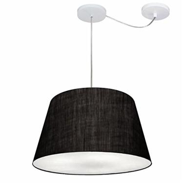 Imagem de Lustre Pendente com Desvio de Centro Cúpula Tecido 21/30x40 cm, Vivare Iluminação, Pendente4279 PR, Preto, Médio