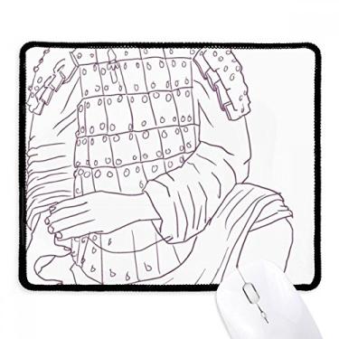 Imagem de Mousepad de desenho chinês Terracotta Warrior China com bordas costuradas Tapete de borracha para jogos