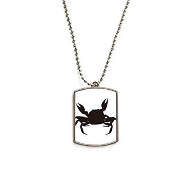 Imagem de DIYthinker Colar de aço inoxidável com pingente de placa de identificação de cachorro de organismo marinho com símbolo de caranguejo preto