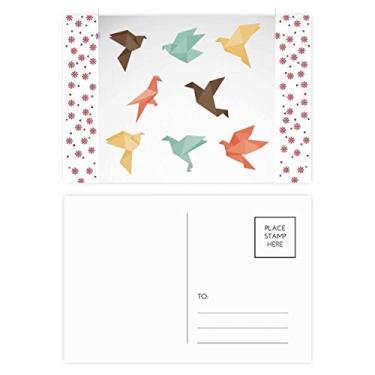 Imagem de Pássaro colorido abstrato padrão origami Natal flor celebração cartão postal bênção cartão de correspondência