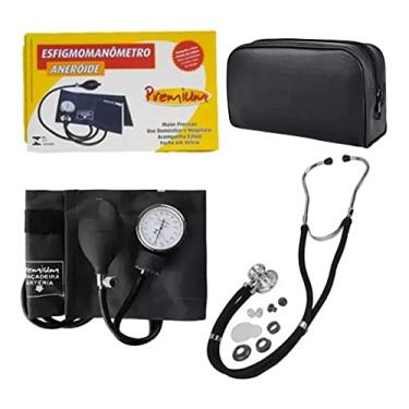 Imagem de Kit De Enfermagem Esfigmomanometro + Esteto Duplo Rappaport (Preto)