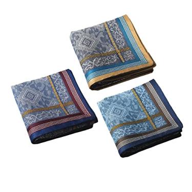 Imagem de Lenço de Bolso 3 Peças Lenço de Algodão Masculino para Cavalheiros