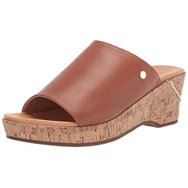 Imagem de Hush Puppies Sandália feminina Maya Slide Wedge, Couro marrom médio, 8 Wide