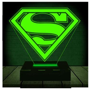 Imagem de Luminária Led Abajur  3D  Super Homem Man Dc Heroi 2 - Rb Criações