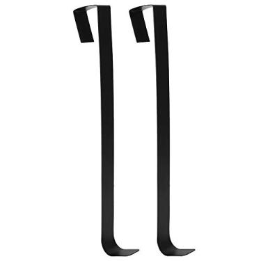 Imagem de QANYEGN 2 Peças De Cabide De Guirlanda De Natal, Conjunto De Gancho De Porta De Ferro Forjado, Cabide De Porta De 2 Cores Para Decoração De Casa(Preto)