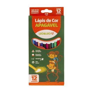 Imagem de Lápis de Cor Apagável Triangular 12 Unidades Leo&Leo