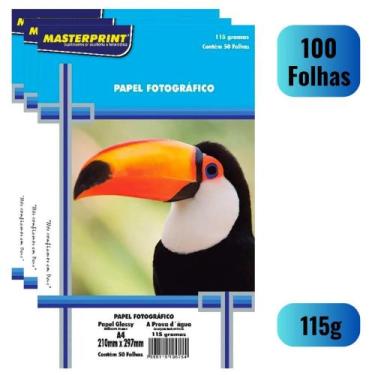 Imagem de Papel Fotográfico A4 Glossy 115G Premium 50 Folhas Masterprint Foto Pr