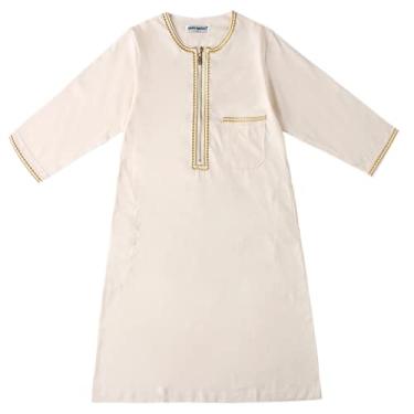 Imagem de Macaquinho de pressão para bebê bebê adolescente manga longa roupão sólido body para roupas infantis algodão (bege, 9-10 anos)