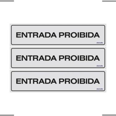 Imagem de Combo 3 Placas De Sinalização Entrada Proibida 30x7 Ekomunike - B-519 F9e