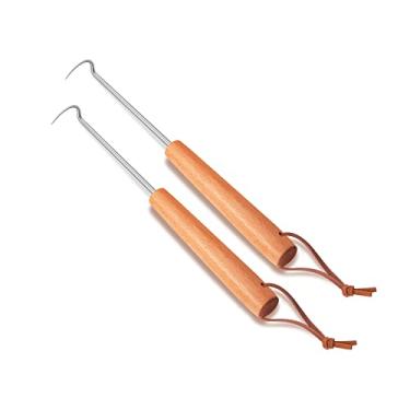 Imagem de Leonyo Pacote com 2 flippers de comida rabicho de porco, torneiras de gancho de carne de 30 cm com eixos de aço inoxidável, substitutos de pinças de grelha, espátulas, garfos para cozinhar na cozinha,