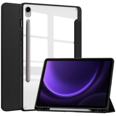 Imagem de Capa protetora para tablet PC capa fina compatível com Samsung Galaxy Tab S9 FE capa SM-X510/SM-X516 11 polegadas capa com capa traseira transparente e capa de moldura de TPU à prova de choque,