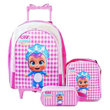 Imagem de Mochila Cry Babyes Rodinhas Lancheira Estojo
