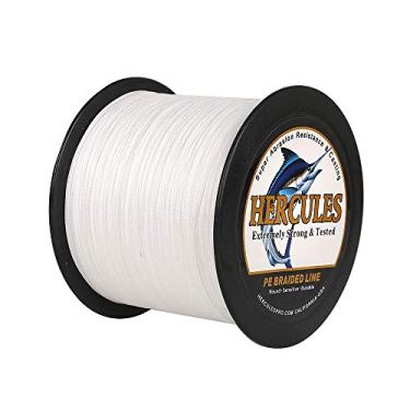 Imagem de Hercules Linha de pesca trançada super forte 4 fios super econômico de 1,8 kg a 2,3 kg Teste para água salgada, 109/328 / 547/1094 jardas (100 m / 300 m / 500 m / 1000 m), Diam# 0,08 mm - 0,55 mm Água salgada, Branco, 100LB(45.4KG)-0.55MM-1094YDS(1000M)