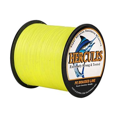 Imagem de Hercules Linha de pesca trançada super forte 4 fios super econômico de 1,8 kg a 2,3 kg Teste para água salgada, 109/328 / 547/1094 jardas (100 m / 300 m / 500 m / 1000 m), Diam# 0,08 mm - 0,55 mm Água salgada, Fluorescent Yellow, 20LB(9.1KG)-0.20MM-1094YDS(1000M)