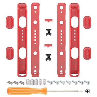 Imagem de eXtremeRate Capa de reposição vermelha transparente para Nintendo Switch Joycon, botões personalizados Joy-con com alça de pulso para Nintendo Switch – 2 unidades