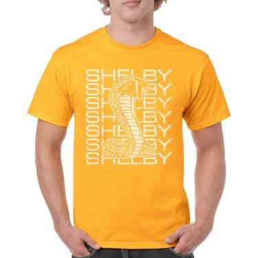 Imagem de Camiseta masculina vintage Stacked Shelby Cobra American Classic Racing Mustang GT500 Performance Powered by Ford, Amarelo, P
