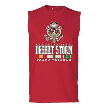 Imagem de Camiseta masculina Desert Storm Proud Veteran Muscle Army Gulf War Operation Served DD 214 Veterans Day Patriot, Vermelho, G