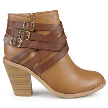 Imagem de Brinley Co. Bota feminina de cano curto com v rias al as, Tan Wd, 6 Wide