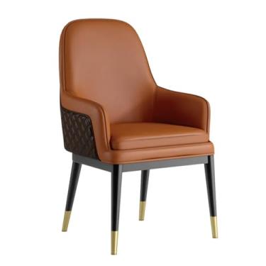 Imagem de Cadeira de jantar de couro, cadeiras de madeira maciça, sala de jantar, cadeiras modernas de couro PU, cadeira de braço estofada