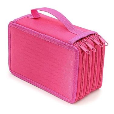 Imagem de Estojo para lápis de grande capacidade, multifuncional, 4 andares, 72 furos, bolsa para canetas, arte, desenho, pintura, armazenamento, material escolar, artigos de papelaria. (Vermelho 2)