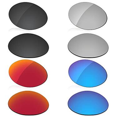 Imagem de LenzReborn Lente polarizada de substituição para óculos de sol Oakley Eye Jacket 1.0 - preto escuro + cinza prata + vermelho fogo + azul gelo
