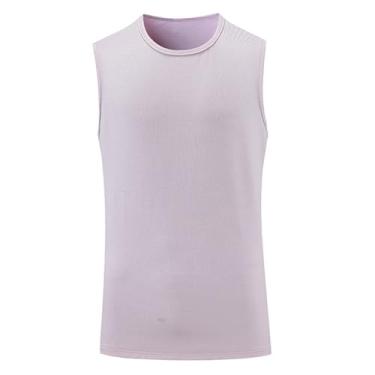 Imagem de Camiseta de compressão masculina Active Vest Body Shaper Slimming cor sólida Abs Muscle Fitness, Rosa, XG