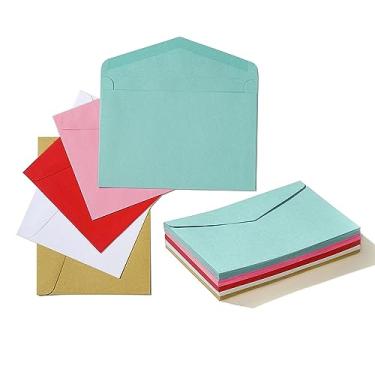 Imagem de Tanshuqin Pacote com 50 envelopes coloridos 5x7 envelopes autoselados A7 envelopes de convite para personalizar cartões de presente, casamento, chá de bebê, correspondência, festa de aniversário