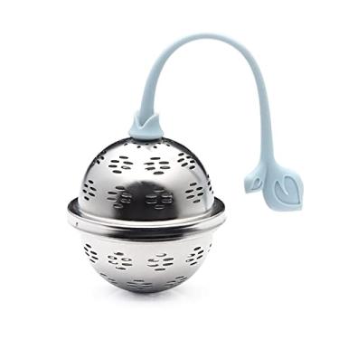 Imagem de Cangool Filtro de chá com alça de silicone - 1 coador de aço inoxidável para chá solto - bola de infusor de chá reutilizável - Aço 304 de grau alimentício