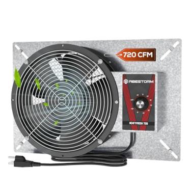 Imagem de Abestorm Ventilador de ventilação de alto fluxo de ar 720 CFM, classificação IP55, ventilador de ventilação de 25,4 cm com umidificador e termostato de proteção contra congelamento para espaço de rastreamento, porão, garagem, sótão com malha de isolamento