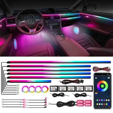 Imagem de WEBUPAR Dreamcolor Luzes interiores de acrílico para carro, fitas de LED RGB 22 em 1 com controle de aplicativo e 213 modos de cor, acessórios para carro, luzes decorativas de carro, kits de
