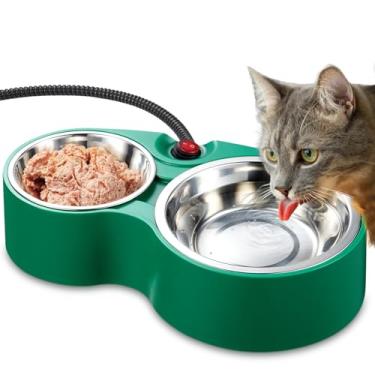 Imagem de Tigela aquecida para gatos – Kokopro para animais de estimação aquecida ao ar livre, tigela de água aquecida de aço inoxidável, aquecedor de alimentos, tigela para animais de estimação com aquecimento