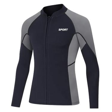 Imagem de DEHAI Jaqueta masculina feminina, neoprene de 2 mm, 3 mm, camisa de manga comprida e colete juvenil com zíper frontal sem mangas, esportes aquáticos para mergulho, natação, esqui aquático, surfe