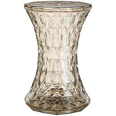 Imagem de Banqueta de acrílico transparente, mesa lateral pequena com função de armazenamento, banco de chuveiro de banheiro, marrom