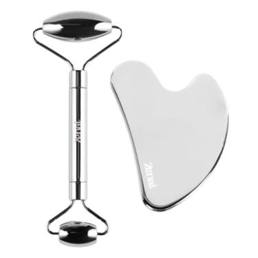 Imagem de Zenai - Kit Gua Sha + Rolo facial INOX massageador para o rosto