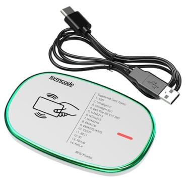 Imagem de Leitor RFID, cartões de proximidade da família 1326 de 125 kHz e leitor USB de cartão de identificação EM4100, teclado Emulae para Win Linux Android iOS, branco