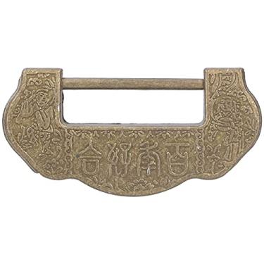 Imagem de Fechadura da Porta Cadeado Antigo Chinês Conjunto de Chave de Bloqueio para Caixa de Jóias (Bronze)