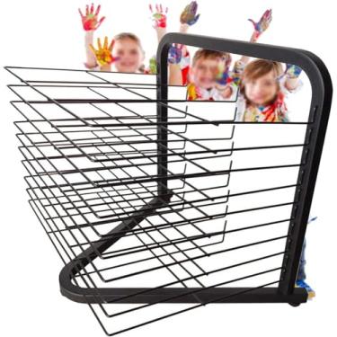 Imagem de Rack de secagem de arte infantil, estúdio de arte, cavalete de estúdio escolar, quadro de pintura a óleo, A3, 8K, secagem de papel e exibição, rack de armazenamento de escritório, B, 10 anda