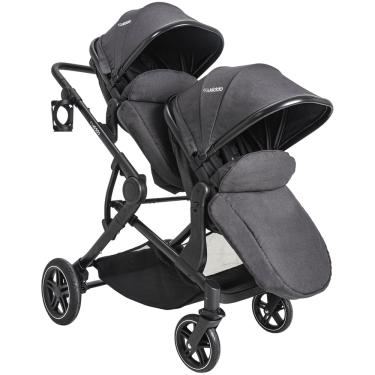 Imagem de Carrinho Moises Gemeos Kiddo com 2 Bebe Conforto Pair Grafite