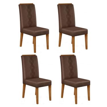 Imagem de Conjunto com 04 Cadeiras Yasmin Freijó Veludo Moca DJ Móveis