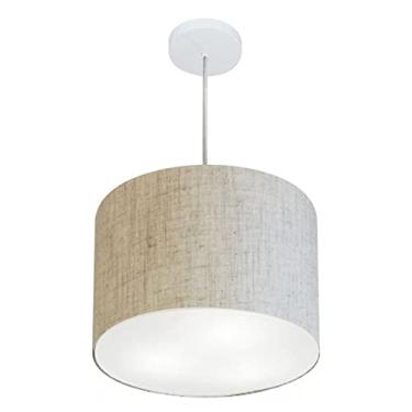 Imagem de Lustre Pendente Cilíndrico Cúpula Tecido 40x30 cm, Vivare Iluminação, Pendente4212 RST, Rustico Bege, Médio
