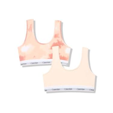 Imagem de Calvin Klein Sutiã franzido confortável sem aro para meninas, Tie Dye quente, 10 Years