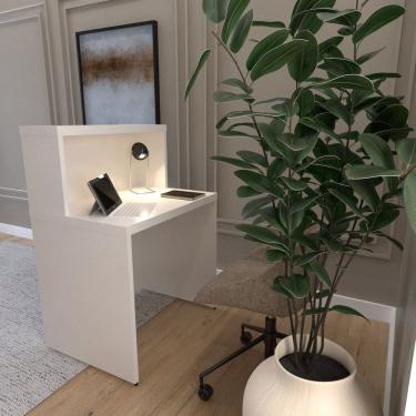Imagem de Balcão de Atendimento para Recepção - Pequeno 80cm de Largura Branco