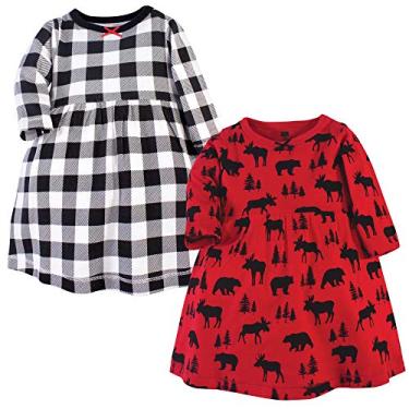 Imagem de Hudson Baby Vestidos de algodão para bebês meninas, Urso alce vermelho, 9-12 Meses
