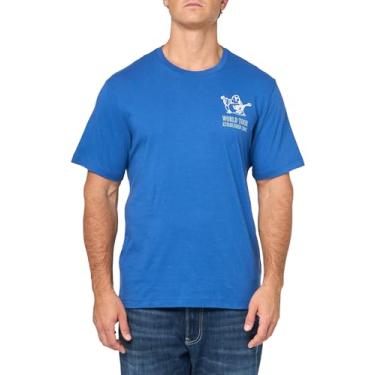 Imagem de True Religion Camiseta masculina Ss de alta densidade, Azul pacífico, M