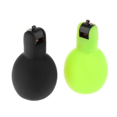 Imagem de Milageto 2x apitos de mão esportes apitos som alto macio pvc trainer apitos treinadores para árbitros de futebol professores, Verde Preto