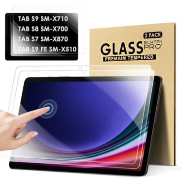 Imagem de DETUOSI Pacote com 2 protetores de tela para Samsung Galaxy Tab S10 FE/ S9 FE 11 polegadas e Tab S9/S8/Tab S7 (5G LTE/Wi-Fi) 11 polegadas, compatível com S Pen, película de vidro temperado